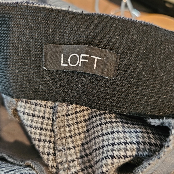 Loft Plaid Pull-On Pants Gray Size 14 - Picture 5 of 10